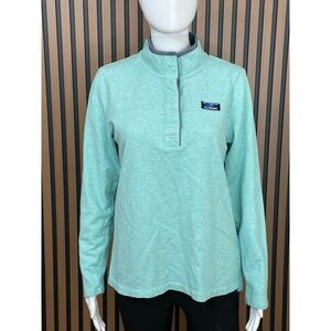 L.L. Bean Women's Sweatshirt Henley Soft Cotton Rugby Outdoor Preppy S Blue